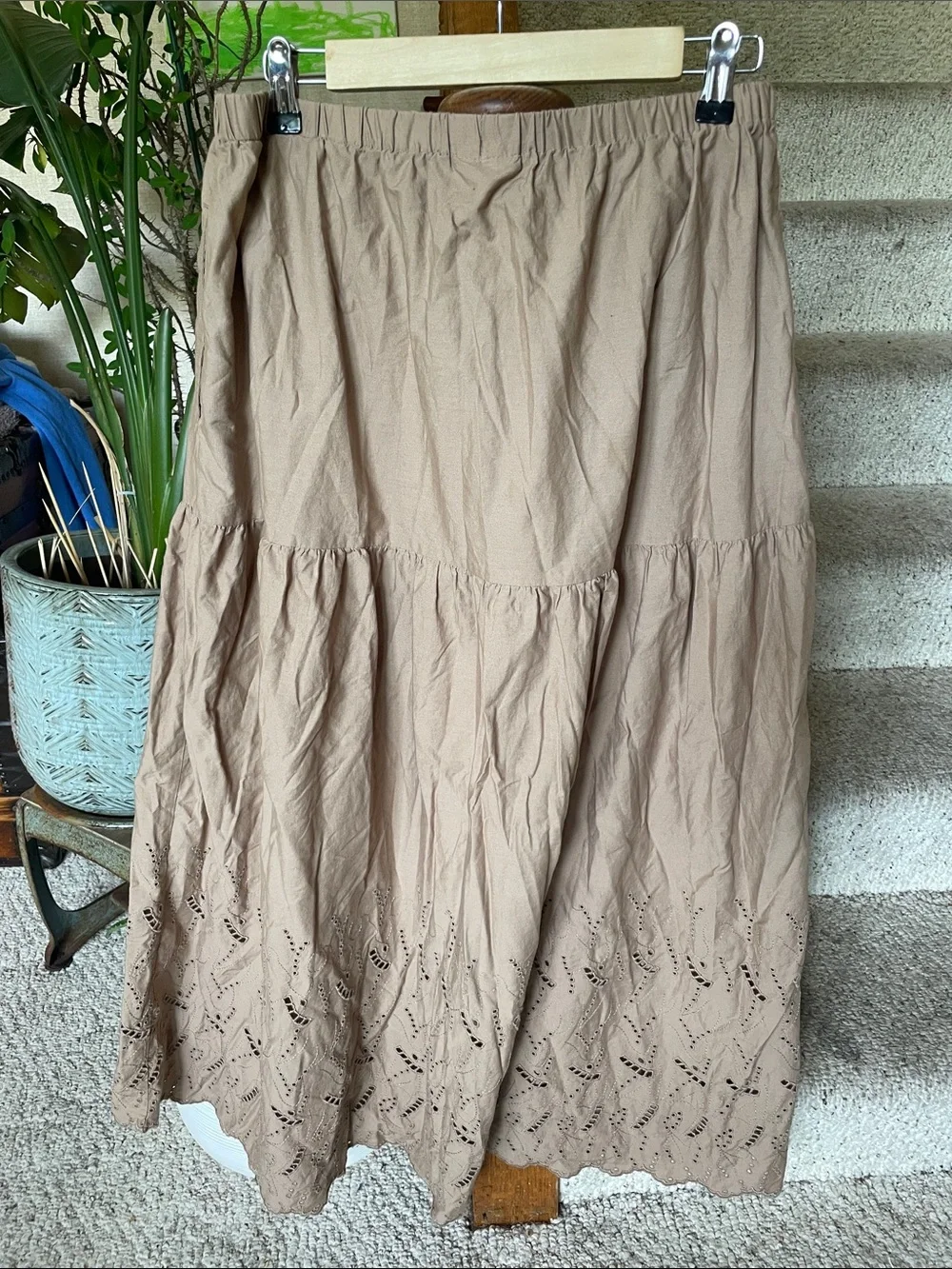 St. john's Bay Beige Tiered Eyelet Maxi Skirt - Women